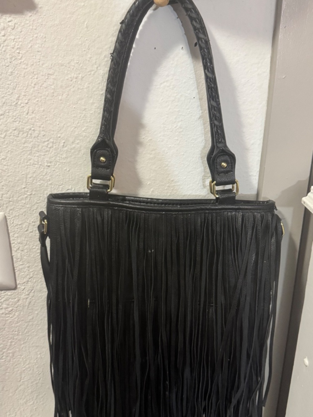 Steve Madden black fringe tote bag - Picture 4 of 7